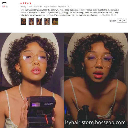 Hot Selling Short Pixie Curly Wig Lace Front Virgin Human Hair Wig For Black Women Pre Plucked With Baby Hair Natural Hair Wigs